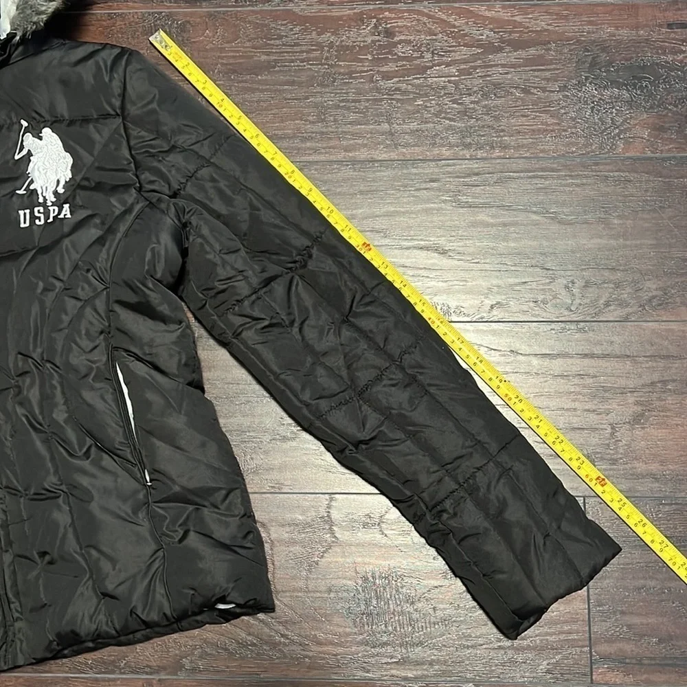 U.S. Polo Association Puffer Coat w/Faux Fur Hood, sz Medium (girls)